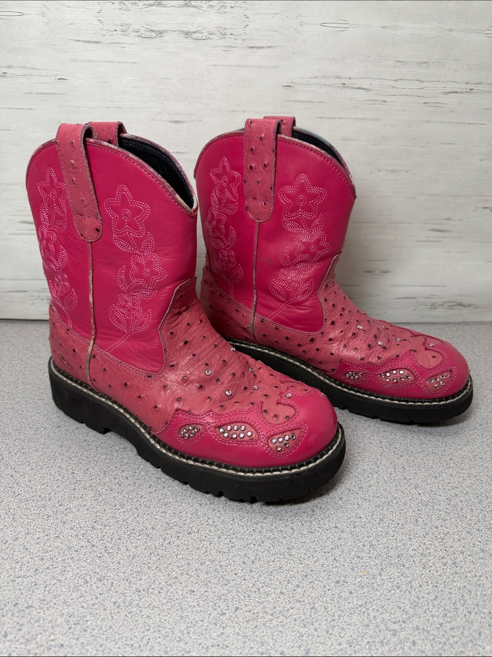 Roper Hot Pink Embossed Western Ankle Boots
